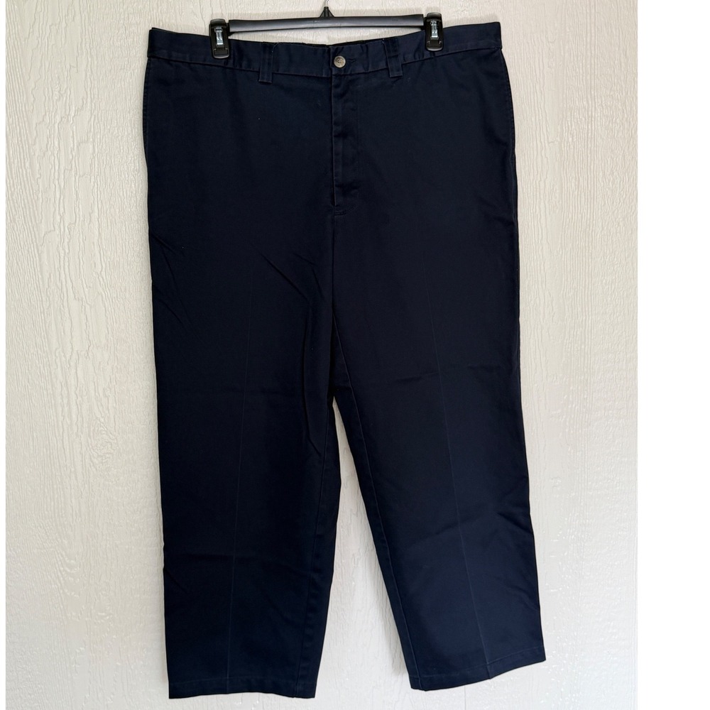 Oak Hill Premium Pant Mens 42x28 Navy Blue 100% Cotton Chino Trousers EUC